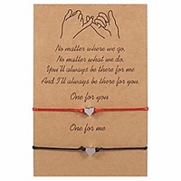 friendship bracelets couple bracelets,  pinky promise relationship bracelets bond touch bracelet long distance gifts for women girls (heart,  blackamp;red)