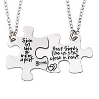 friendship necklace for 2 side by side best friends close in heart necklace set