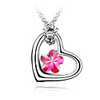 Fuchsia Shining Crystal And Platinum Plated Alloy Heart Shaped Pendant Necklace