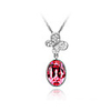 Fuchsia Shining Crystal And Platinum Plated Alloy Oval Pendant Necklace