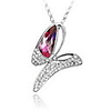 Fuchsia Shining Crystal And Platinum Plated Alloy Pendant Necklace