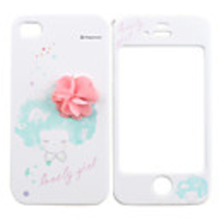 Full Body Case for iPhone 4/4S - Lovely Girl with Pink flower