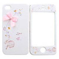 Full Body Case for iPhone 4/4S - Pink Ribbon Cutie Bird