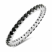 full eternity stackable wedding band ring simulated black cubic zirconia 925 sterling silver, size-5
