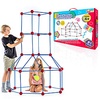 Fun Forts Kids Tent for Kids - 81 Pack Fort Building STEM Toys Kit,  Construction Toys Play Tent Indoor and Outdoor Playhouse for Kids with 53 Rods and 28 Spheres (Red,  Blue) miniinthebox