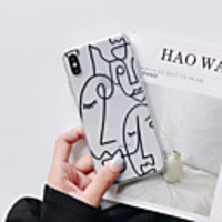 Funny Cartoon Fashion TPU iPhone 6 iPhone7 iPhone 8 iPhone 11 iPhone 11 Pro iPhone 11 Pro Max iPhone XS iPhone XR Transparent Line Drawing Head Pattern Back Cover iPhone Phone Case