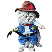 Funny Cowboy cat Costume Puppy Clothes for Small Dogs Cosplay Apparel Outfit cat Accessories (Small) miniinthebox