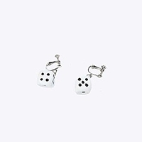 funny white dice dangle earrings casino jewelry (ear clip)