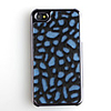 Fur Leather Back Case Cover for iPhone 4 Blue