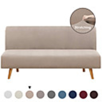 Futon Cover Armless Sofa Slipcover Stretch Sofa Bed Cover Protector Without Armrests Elastic Spandex Modern Simple Mattress Folding Couch Shield Sofa Cover Machine Washable
