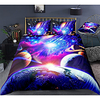 Galaxy Print 3-Piece Duvet Cover Set Hotel Bedding Sets Comforter Cover with Soft Lightweight Microfiber,  Include 1 Duvet Cover,  2 Pillowcases for Double/Queen/King(1 Pillowcase for Twin/Single)