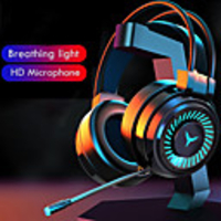 Gaming Headsets Surround Sound Stereo Wired Earphones USB Microphone Colorful Light PC Laptop Game Headset -with 1 x 3.5mm Female to 2 Male Cable