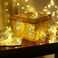 Garland String Lights Gold Leaf Lights 1.5m 10LEDs 3m 20LEDs Holiday LED Lights String Battery Powered Fairy Lights Living Room Garden Wedding Decorative Delivery Without Battery miniinthebox