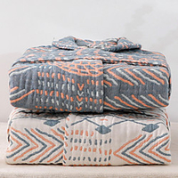 Gauze Thickened Long Sleeve Bathrobe, Indian Totem Pattern Cotton Absorbs Water and Keeps Warm Bathrobe miniinthebox