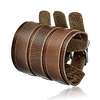 genuine leather three wide strap bracelet punk cuff gauntlet biker arm armor bangle wristband for women men black brown size adjustable