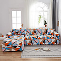 Geometric 1-Piece Sofa Cover Couch Cover Furniture Protector Soft Stretch Sofa Slipcover Spandex Jacquard Fabric Super Fit for 1~4 Cushion Couch and L Shape Sofa, Easy to Install(1 Free Cushion Cover)