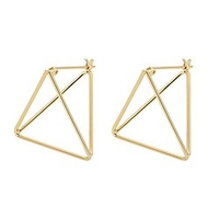geometric 3d cube square triangle earrings 18k gold plated stud earrings for women, girls