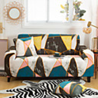 Geometric Diamond Printed Sofa Cover Stretch Couch Cover Sofa Slipcovers for 1~4 Cushion Couch with One Free Pillow Case