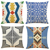 Geometric Double Side Cushion Cover 4PC Soft Decorative Square Throw Pillow Cover Cushion Case Pillowcase for Bedroom Livingroom Superior Quality Machine Washable Indoor Cushion for Sofa Couch Bed Chair miniinthebox
