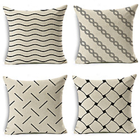 Geometric Double Side Cushion Cover 4PC Soft Decorative Square Throw Pillow Cover Cushion Case Pillowcase for Bedroom Livingroom Superior Quality Machine Washable Indoor Cushion for Sofa Couch Bed Chair miniinthebox