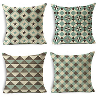 Geometric Double Side Cushion Cover 4PC Soft Decorative Square Throw Pillow Cover Cushion Case Pillowcase for Bedroom Livingroom Superior Quality Machine Washable Indoor Cushion for Sofa Couch Bed Chair miniinthebox