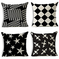 Geometric Double Side Cushion Cover 4PC Soft Decorative Square Throw Pillow Cover Cushion Case Pillowcase for Bedroom Livingroom Superior Quality Machine Washable Indoor Cushion for Sofa Couch Bed Chair miniinthebox