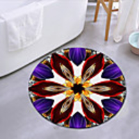 Geometric Flower Round Mat Carpet Door Mat Bedroom Living Room Carpet Study Room Carpet Kitchen Bathroom Anti-slip Mat