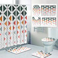 Geometric Pattern Printing Bathroom Shower Curtain Leisure Toilet Four-Piece Design