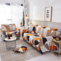 Geometric Print 1-Piece Sofa Cover Couch Cover Furniture Protector Soft Stretch Slipcover Spandex Jacquard Fabric Super Fit for 1~4 Cushion Couch and L Shape Sofa, Easy to Install(1 Free Cushion Cover)