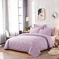 Geometric Print 3-Piece Duvet Cover Set Hotel Bedding Sets Comforter Cover with Soft Lightweight Microfiber , Full/Queen/King(Include 1 Duvet Cover and 1or 2 Pillowcases)