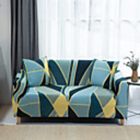 Geometric Print Sofa Cover Couch Cover Furniture Protector Soft Stretch Sofa Slipcover Spandex Jacquard Fabric Super Fit for 1~4 Cushion Couch and L Shape Sofa, Easy to Install