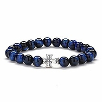 gifts for mens bracelet tiger eye - 8mm natural stone mens anxiety bracelet,  blue tiger eye yoga beads bracelets stress relief hope bracelet religious cross bracelet for women gifts christian gifts