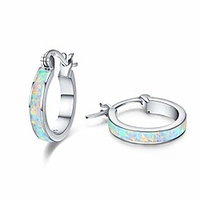 gilrs huggie earrings small sterling silver hoop earrings circle opal birthstone cut earrings - round tiny/mini cartilage pierced huggie hoops earring stud hypoallergenic- jewelry gift for women miniinthebox