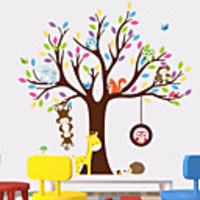 Giraffe Owl Monkey Tree Forest Animals Wall Stickers For Kids Room Children Bedroom Wall Decals Nursery Decor Poster Mural