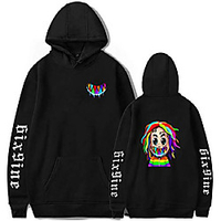 girls 6ix9ine hoodies shark for women tekashi 69 gooba hooded sweatshirt pullover top with pocket,  black 15580/xxs