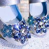 girls snowflake rhinestones big kids soft bottom velcro princess shoes spring 2021 new factory wholesale children