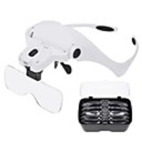 Glasses Magnifier Glass 5 Lens Loupe Eyewear Magnifier With Led Lights Lamp Headband Led Magnifying Glass For Reading Looking