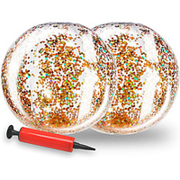 Glitter Beach Ball with Confetti Glitters, Inflatable Beach Ball Confetti (24 inches) Beach Balls Bulk, Outdoor Beach Pool Toys for Adults(Gold/ Blue/Rainbow/Red) miniinthebox