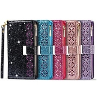 Glitter Shine PU Leather Wallet Phone Case For iPhone 13 12 Pro Max 11 SE 2020 X XR XS Max 8 7 6 Magnetic Flip Folio Full Body Protective Cover with Card Slots Kickstand miniinthebox