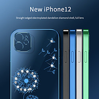 Glitter Transparent Flower Lens Protect Phone Case For Iphone 12 12Pro 12Pro Max SE 11 11Pro 11Pro Max X Xs Xr Xs Max Electroplated Soft TPU Cover miniinthebox