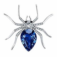 gloa brooch pin,  women fashion spider shape rhinestone inlaid dress scarf decor gift - blue