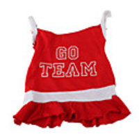 Go Team Cheer Leader Style Cotton Skirt for Dogs (Red,  Multiple Sizes Available)