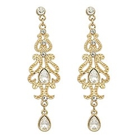 gold art deco 20s 30s flapper gatsby austria crystal bridal dangle earrings