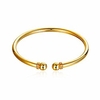 gold bangle bracelet for women men kids girls 18k gold plated polished minimalist cuff bangle classic ball ends open bangle bracelets adjustable