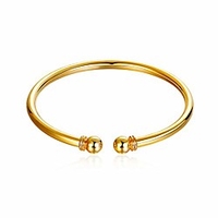 gold bangle bracelet for women men kids girls 18k gold plated polished minimalist cuff bangle classic ball ends open bangle bracelets adjustable