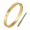 gold bracelet for love with screwdriver heart and stone plated bangle bracelet jewelry stainless steel with crystal bangle bracelets for women girls (gold,  17)