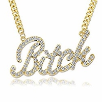 gold celebrity urban big bling bitch necklace word crystal pave rhinestone chunky chain best friend friendship jewelry bff gift