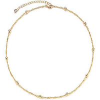 gold dainty beaded choker necklace 18k gold plated handmade tiny bead choker necklace delicate gold beaded wave chain necklaces jewelry gift for women