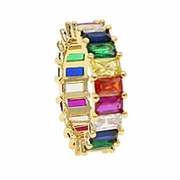 gold filled fashion jewelry rainbow square baguette cz engagement ring for women colorful cubic zirconia cz eternity band ring (gold,  7)