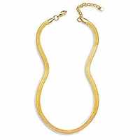 gold flat snake chain necklace, gold herringbone necklace for women 14 inch